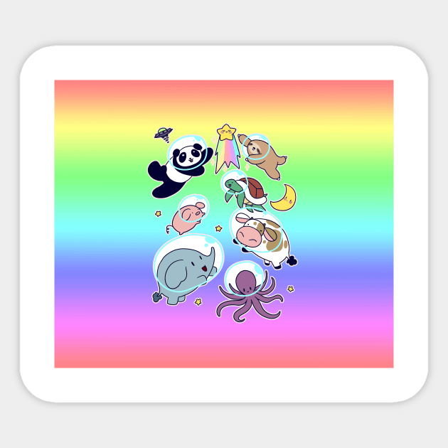 Space Animals Ombre Rainbow Sticker by saradaboru